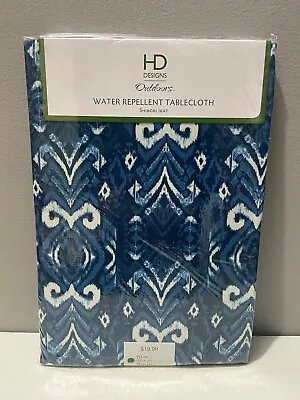 $13.49 • Buy HD Designs Outdoors  Shibori Ikat  Teal & White Tablecloth 70  Round ~ NEW
