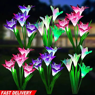 Solar Garden Lights LED Flower Stake Lamp Outdoor Yard Waterproof Patio Decor • $9.99