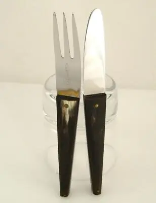 1950s Carl AUBOCK Vienna Workshop Small FORK + KNIFE 6.3  Steel Horn Amboss BL • $239.99