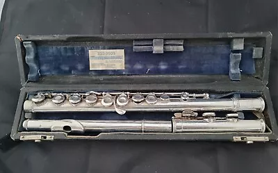 CLEAN 3 PIECE C.G. CONN Elkhart Silver Flute IND-USA 20-0-332284-C-L W/case • $48