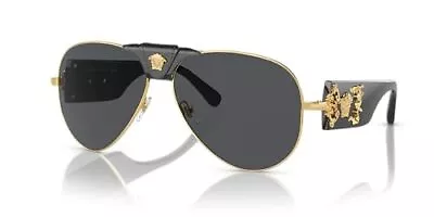 Authentic Versace Sunglasses VE 2150Q -100287 Gold W/Black Lens  62mm     NEW  • $137.89