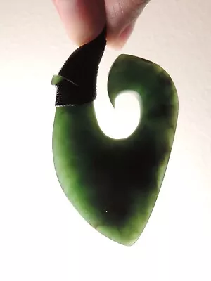 MARSDEN JADE Maori Pounamu NEPHRITE Dean's MEDIUM Beautiful Hei MATAU Fish Hook! • $161.19