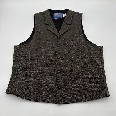 VTG Pendleton Herringbone Vest 100% Virgin Wool High Grade Western Wear  Size 40 • $66.88