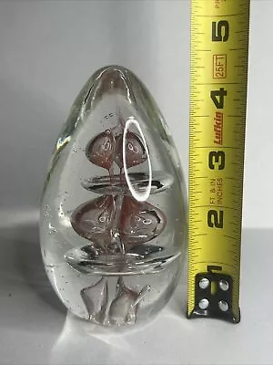 Large Egg Shaped Hand Blown Glass Paperweight Orange/red 4.5 Inch Murano Style • $24.90