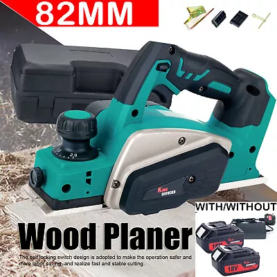 £80.90 • Buy 18V Li-Ion Cordless Planer 82mm Kit Brushed Woodworking Tool Fit Makita Battery