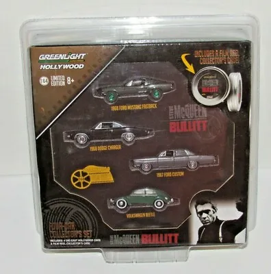 Greenlight Hollywood Film Reel McQueen Bullitt 4 Pack W Green Machine Chase NIP  • $84.47