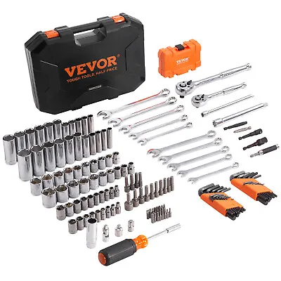 VEVOR Mechanics Tool Set And Socket Set 1/4in 3/8in Drive 145 Pcs SAE And Metric • $64.99