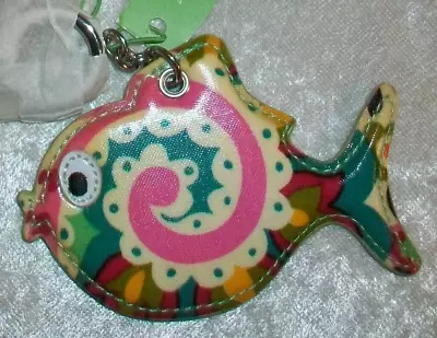 New Vera Bradley Tutti Frutti Seashore Vinyl Fish Keychain Key Chain Fob Ring • $12.80