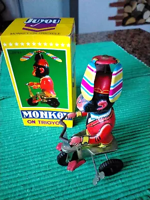£35 • Buy VINTAGE METAL WIND UP MONKEY ON TRIOYOLE ( TRICYCLE ) With Original Box ,key And