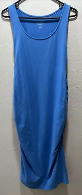Isabel Maternity T-Shirt Dress Women's L Blue Ruched Sides Sleeveless • $15