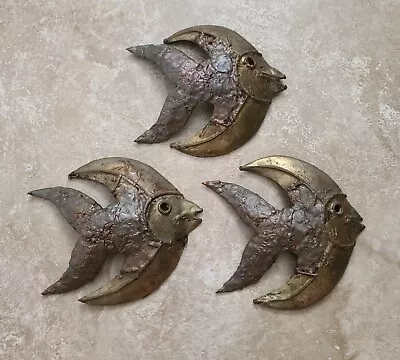 3 VTG Brutalist Fish Art Wall Hanging Bronze Sculpture Mid Century Modern MCM • $75