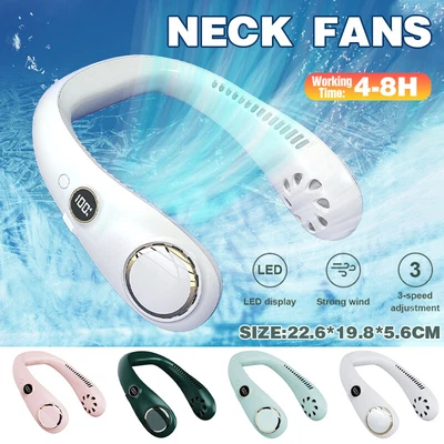 $16.95 • Buy USB Rechargeable Portable Leafless Neck Fan Cooler Dual Effect Cooling Neckband