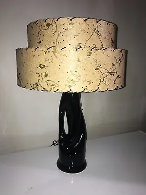 Mid Century Freeform Black Ceramic 1950s Abstract Biomorphic Retro Table Lamp • $88.88