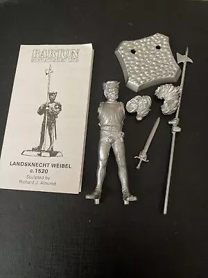 90mm W/M Figure Kit Barton Miniatures Landsknecht Weibel With Cuirass 1520 • £10.62