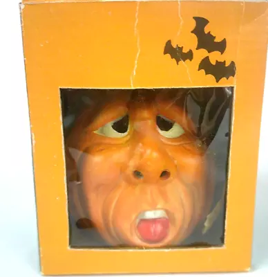 Vintage Ceramic Pumpkin Jack O Lantern Spooky Face Tea Light Candle Holder W Box • $17.79