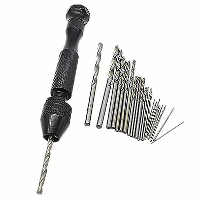 26Pcs Mini Micro Hand Drill Bit Kit Manual Keyless Chuck Pin Vise Rotary Tool C • £9.58