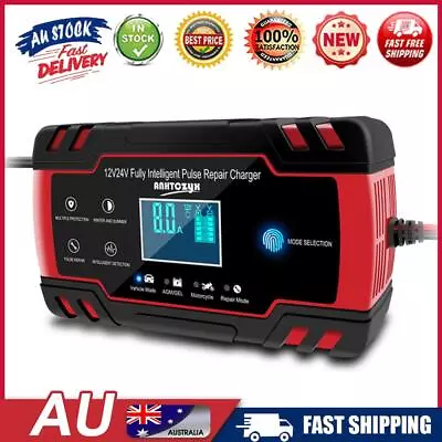 ANHTCzyx 12V-24V 8 Amp Touch Screen Pulse Repair Car Battery Charger 6 Mode Red  • $40.79