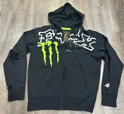 FOX Monster Energy Ricky Carmichael Distressed Motocross Hoodie Sweatshirt L • $89