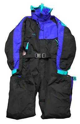 Vintage 90s Columbia Mens Ski Snow Suit Size Small Pre Owned One Piece Bib Black • $79.95