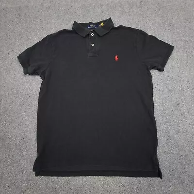 Ralph Lauren Shirt Mens MEDIUM Black Short Sleeve Slim Fit Polo T-Shirt Size M • $24.88