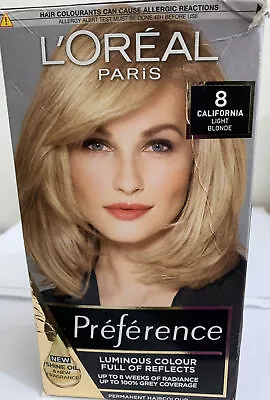 L'Oreal Paris Preference Permanent Hair Colour 8 Light Blonde Damaged Box • £10