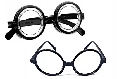 NERD Black GLASSES Round/Oval Thick FANCY DRESS COSTUME Geek Retro Joke Funny • £3.99