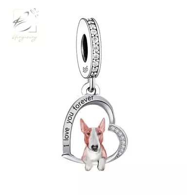 English Bull Terrier Charm 💖 Bead Genuine 925 Sterling Silver Pet Bracelet • £19.95