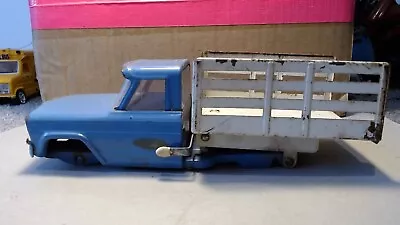 Vintage Pressed Steel Mini Tonka 1056 Blue Jeep Farm Stake Truck 10  L Restore • $8.89