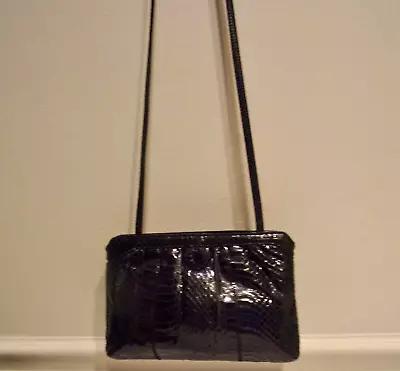 Vintage By  AspectsBlack Snakeskin W/ Leather TrimCross Body / Clutch Handbag • $18.99