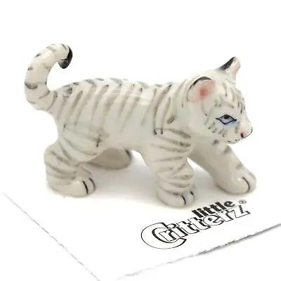 Little Critterz White - Tiger Cub  Asia  Animal - Miniature Porcelain Figurine • $12.99