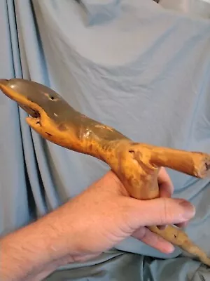 Antique Folk Art Carved Sassafras Wood Walking Stick Cane Shark Handle • $29.99