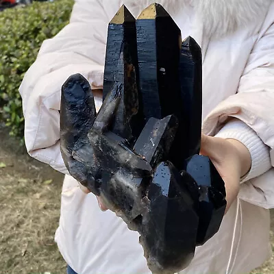 4.54LB Natural Beautiful Black Quartz Crystal Cluster Mineral Specimen • $2.25