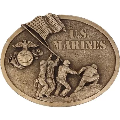 Usmc Marine Corps Anchor Semper Fi Insignia Iwo Jima 1980s Vintage Belt Buckle • $30