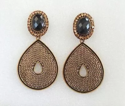 $7.61 • Buy Bollywood Indian Ethnic Golden Black Enamel Stones Women Gold Jewelry Earrings