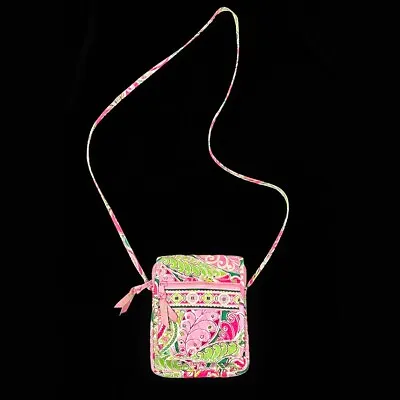 Vera Bradley Pinwheel Pink Crossbody Mini Hipster Purse Bag Wallet EUC • $14.99