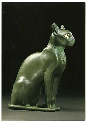 German Postcard Bronze Sitting Cat Egypt C 500 BC Berlin Egyptian Museum Unpos • £3.47