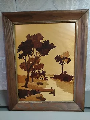 Marquetry Exotic Woods Picture Signed J. P. Krahl • $20