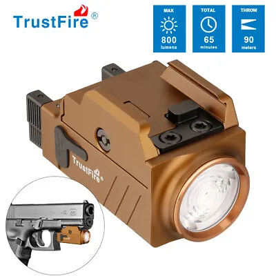 Tactical LED Pistol Light Compact Rail Mount Weapon Light Rechargeable For Glock • $32.48