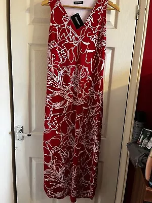 Kaleidoscope Size 12 New Long Red White Dress • £8