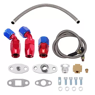 T3 T4 T70 T66 T04E Turbo Turbochager Oil Feed + Return Drain Line Hose Kit M • $56.88