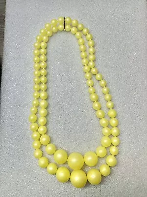 Original 1960s Yellow Graduated POP IT Bead Necklace Layered  • $24.50