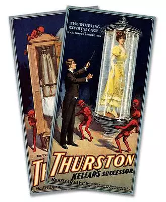 SET Of 2 THURSTON MAGICIAN 1908 ADs Vintage Repro MAGIC Art Print Poster 24 X12  • $14.95