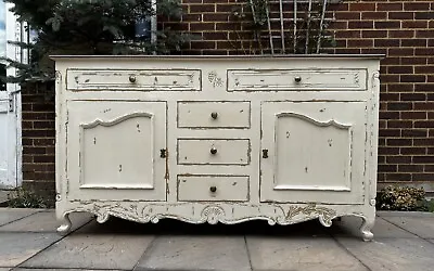 £450 • Buy Beautiful Antique Shabby Chic French Style 5 Draw 2 Door Large Sideboard