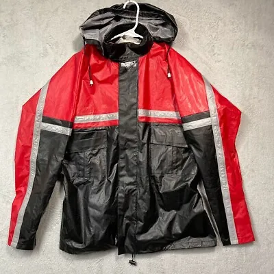 Nelson Rigg Storm Rider Motorcycle Jacket Men's M Waterproof Rain Gear Red Black • $29.99