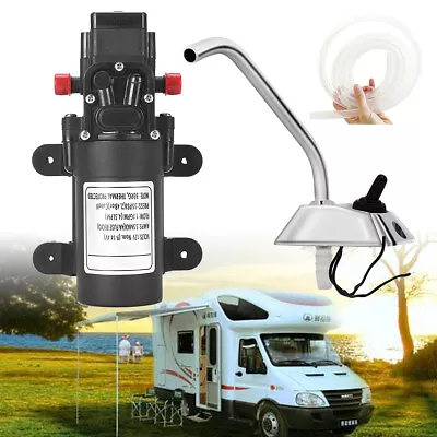 12V 72W 130PSI Electric Water Pump Faucet Tap 2M Pipe For Caravan Motorhome Boat • £51.47