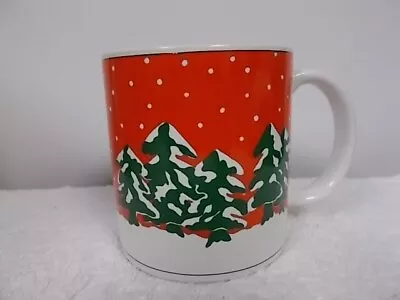 Vintage Jebba Christmas Holiday Trees Snow Coffee Tea Cup Mug Made In Japan • $6.99