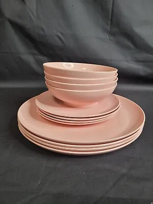 Vintage 1950s Melmac 12 Pc Dinnerware Set Pink Made In Pomona CA • $40