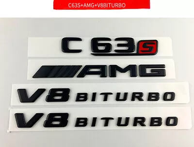 Gloss Black C63S AMG V8 BITURBO PACKAGE Trunk Emblem Badge C63 C205 W205 S205 • $68.99