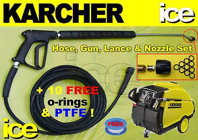 £129.99 • Buy KARCHER REPLACEMENT HEAVY DUTY COMMERCIAL 10m HOSE TRIGGER GUN LANCE NOZZLE SET