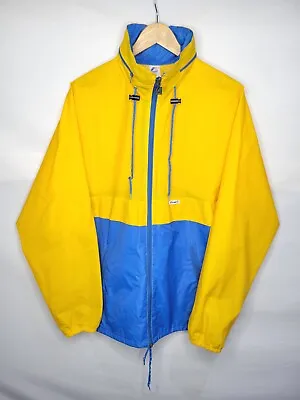 Vintage K-Way Full Zip Windbreaker Jacket Mens Size 8 Large Blue Yellow Packable • $29.44